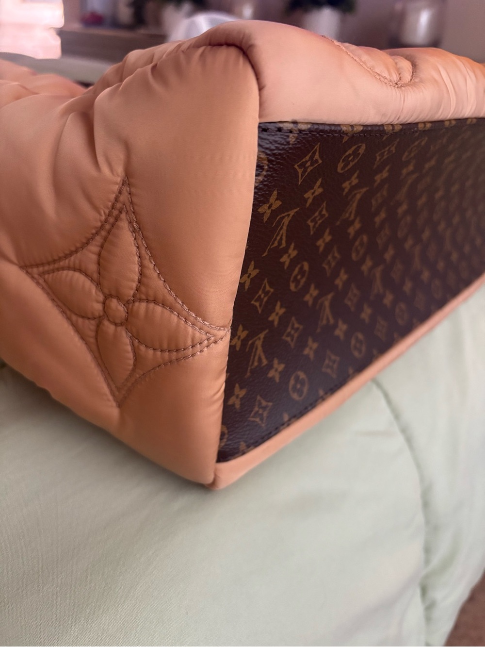 Louis Vuitton Quilted Beige Monogram Canvas-Trim Tote - Picture 6 of 8